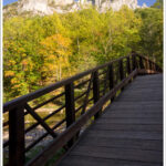 Arched bridge marking the start of the Seneca Rocks hiking trail