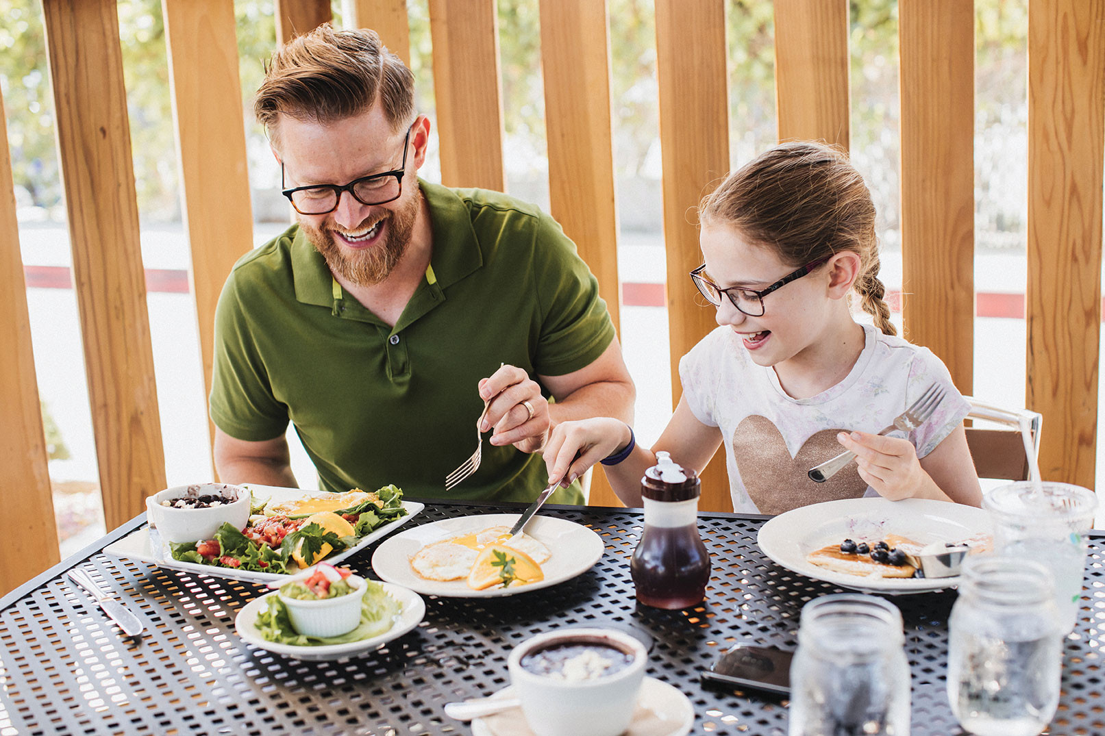 Richard Blais and his daughter Riley share brunch at Claire's on Cedros, a popular San Diego brunch spot.