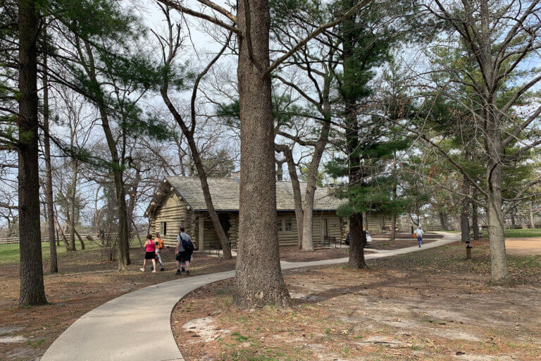 Springtime view of a Sunset Cabin at Starved Rock Lodge