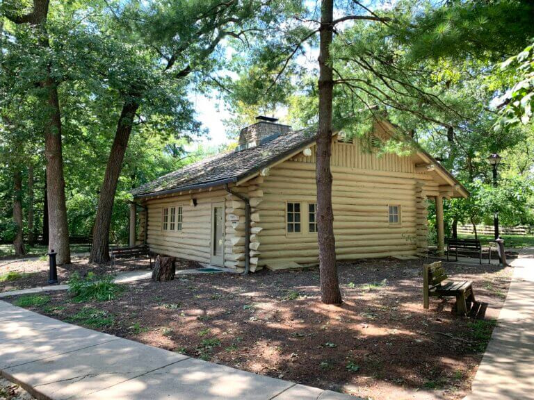 Exterior of a Sunset Cabin at Starved Rock Lodge in August