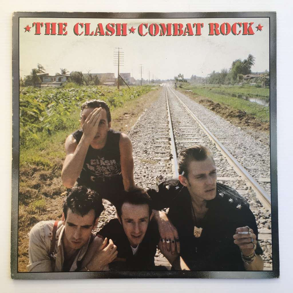 The Clash's Combat Rock album cover, featuring the artwork for 'Rock the Casbah' and other hits, symbolizing the band's impactful era and the song's rebellious spirit.