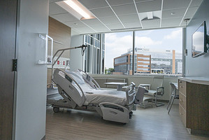 Modern and comfortable patient room in the new UAMS Orthopaedic &amp; Spine Hospital, designed for patient recovery and well-being.