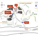 Red Rocks Park Trails and Roads Map: Detailed view of amphitheatre, parking, and key trails including Red Rocks Trail.