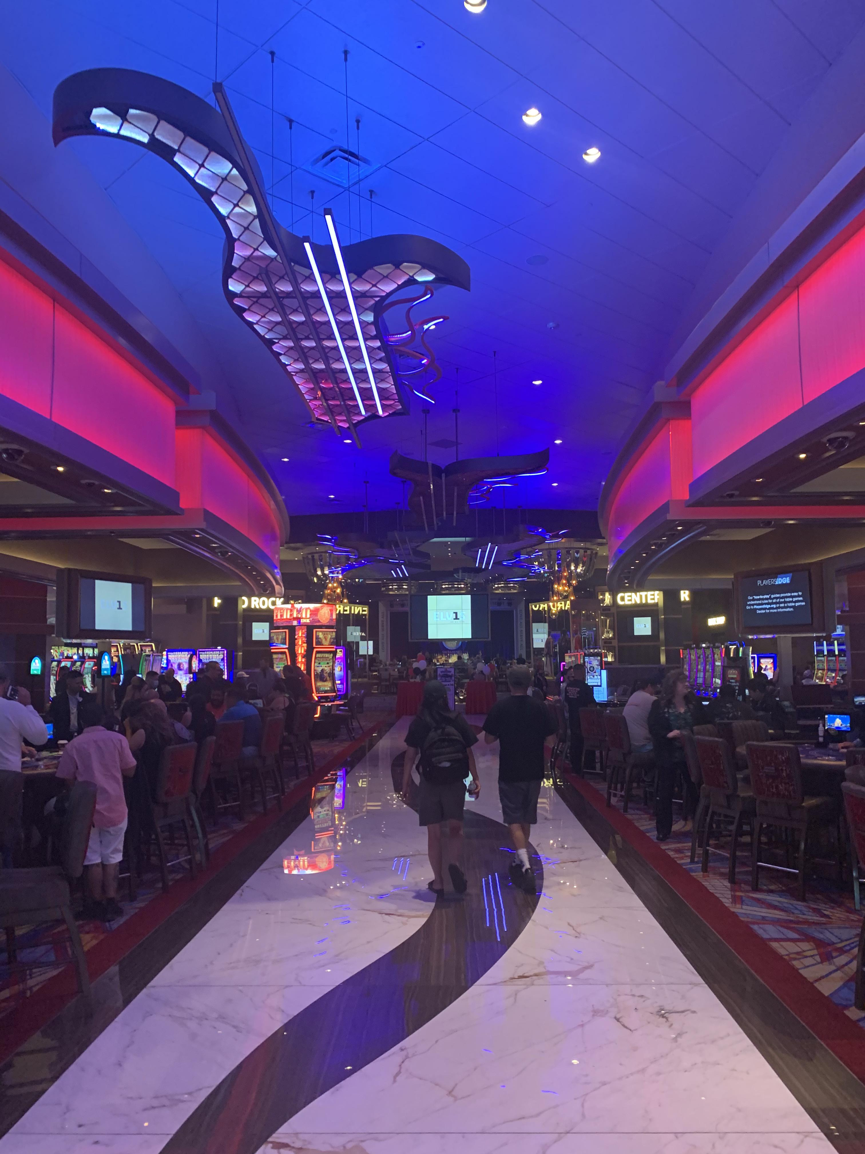 Casino floor at Hard Rock Sacramento, showcasing slot machines and gaming tables