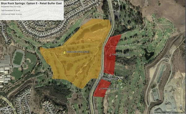 Map of Planned Development Areas at Blue Rock Springs Golf Course in Vallejo, California