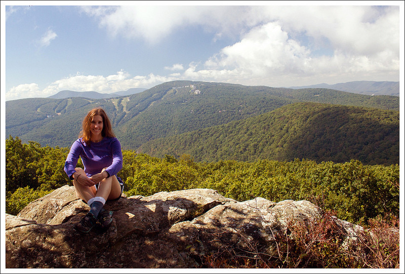 Hiker enjoying Wintergreen View from Humpback Mountain