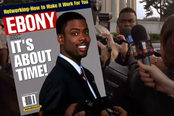 A magazine cover featuring Chris Rock as a presidential candidate.