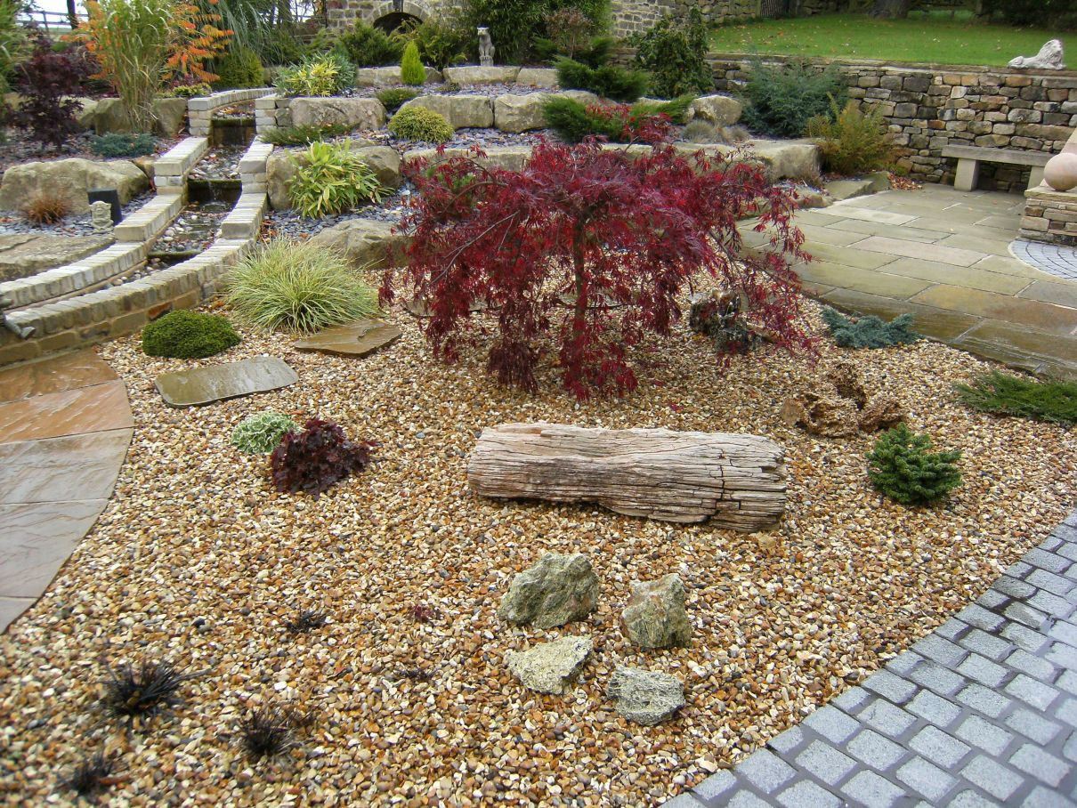 Gold Gravel Chippings In Garden