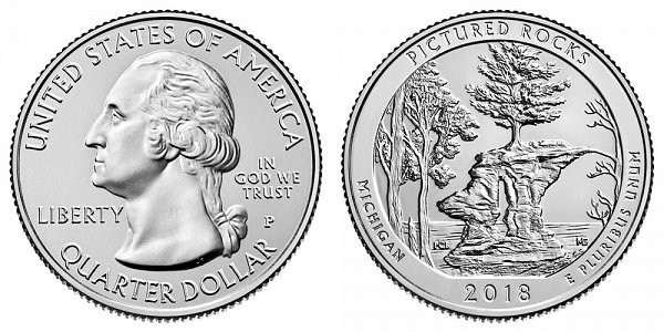 2018 P Pictured Rocks National Lakeshore Quarter - Michigan landscape