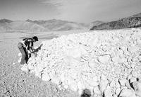 Pyroclastic rock formation with volcanic ash and gases