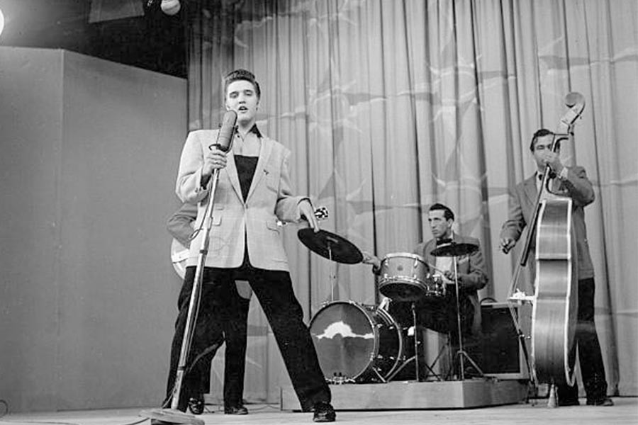 Elvis Presley performing a concert