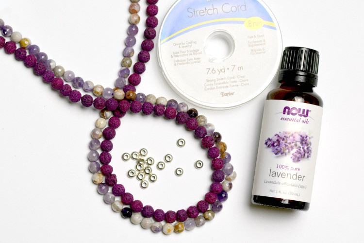 Assortment of beads including lava and gemstone varieties perfect for crafting a diffuser bracelet