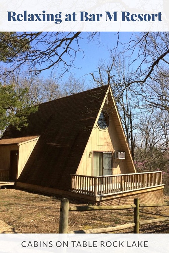 A-frame cabins nestled along the picturesque shores of Table Rock Lake