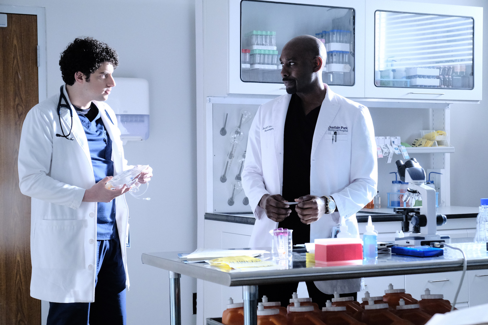 Dr. Cain in The Resident, enforcing Red Rock's policies