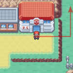 Standing outside of the Fuchsia City Pokémon Center ready to start the HM06 Rock Smash quest in Pokemon Radical Red