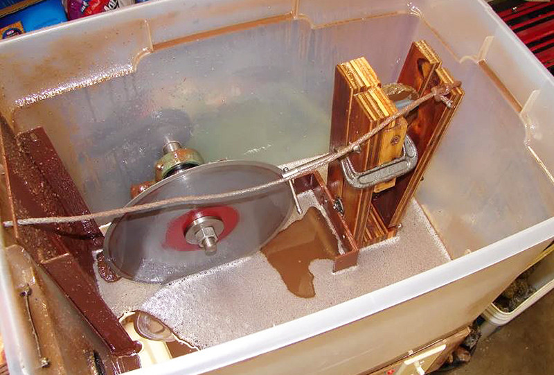 Jm's Homemade Thunderegg Gravity Feed Saw designed for cutting thundereggs
