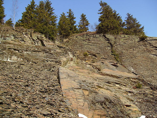 Slaty cleavage gives slate a distinct layered appearance.