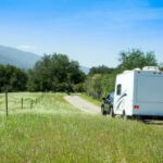 Travel trailer on a country road