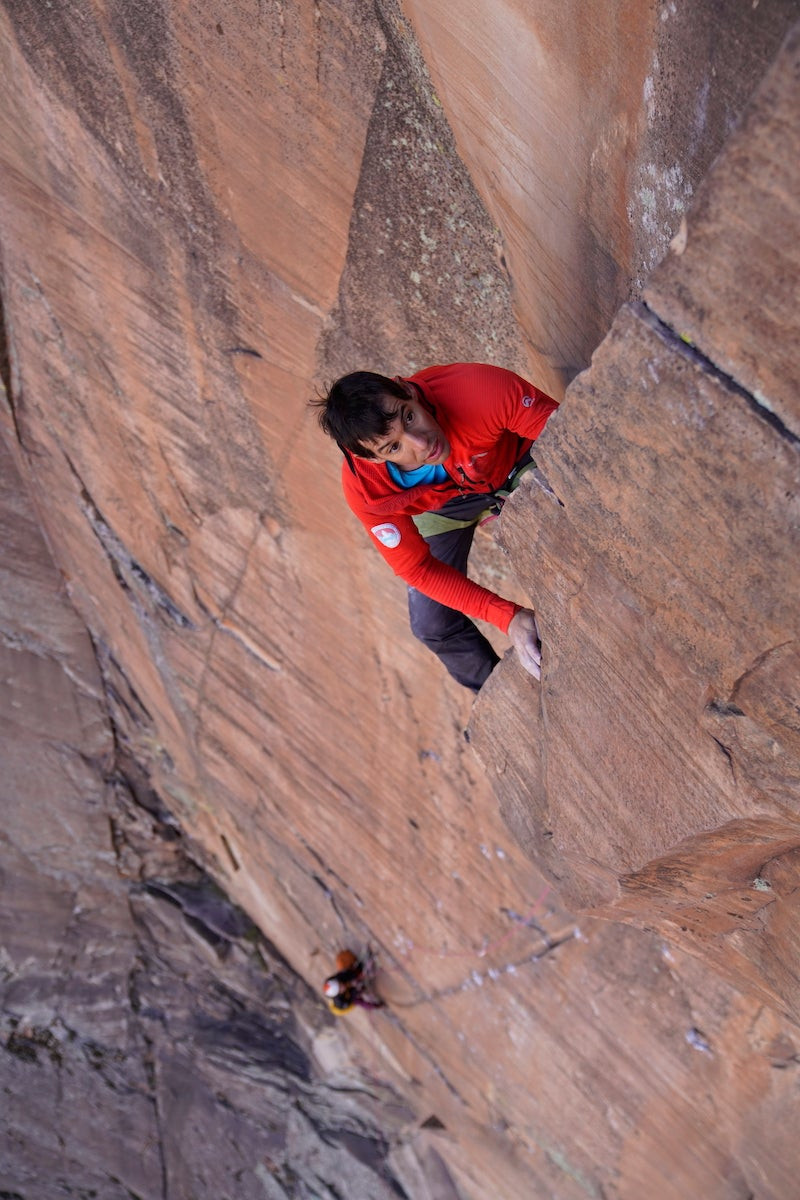 Alex Honnold demonstrates precise movement on Synthetic Happiness in Nevada