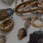 Paris Rock Necklace featuring a rock pendant, copper tape, and jump rings