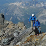 Rock climbing on Rogers Pass with fall quartzite