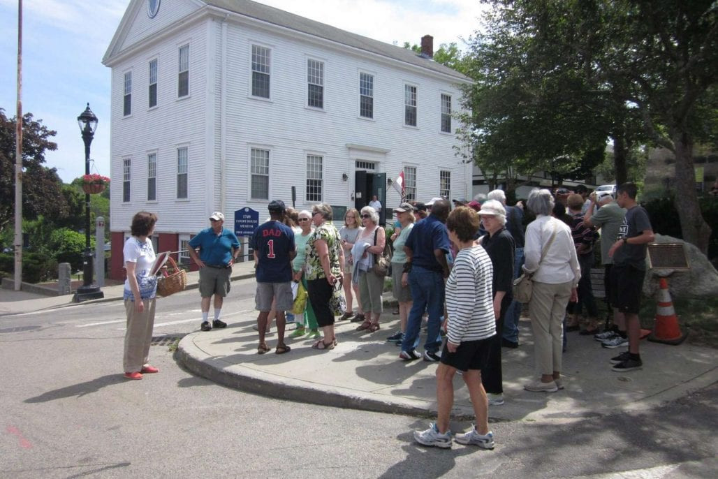 The 1749 Court House Museum, a historic site in Plymouth, Massachusetts, that once housed a portion of Plymouth Rock after it was moved in 1774, offering a glimpse into the town's rich past