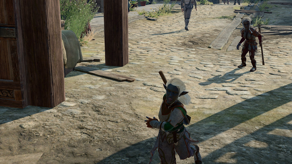 A deep gnome throws a blinding bomb to help the player in Baldur's Gate 3, distracting the Steel Watcher at the bridge checkpoint