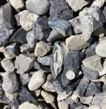 Pile of gray river rocks