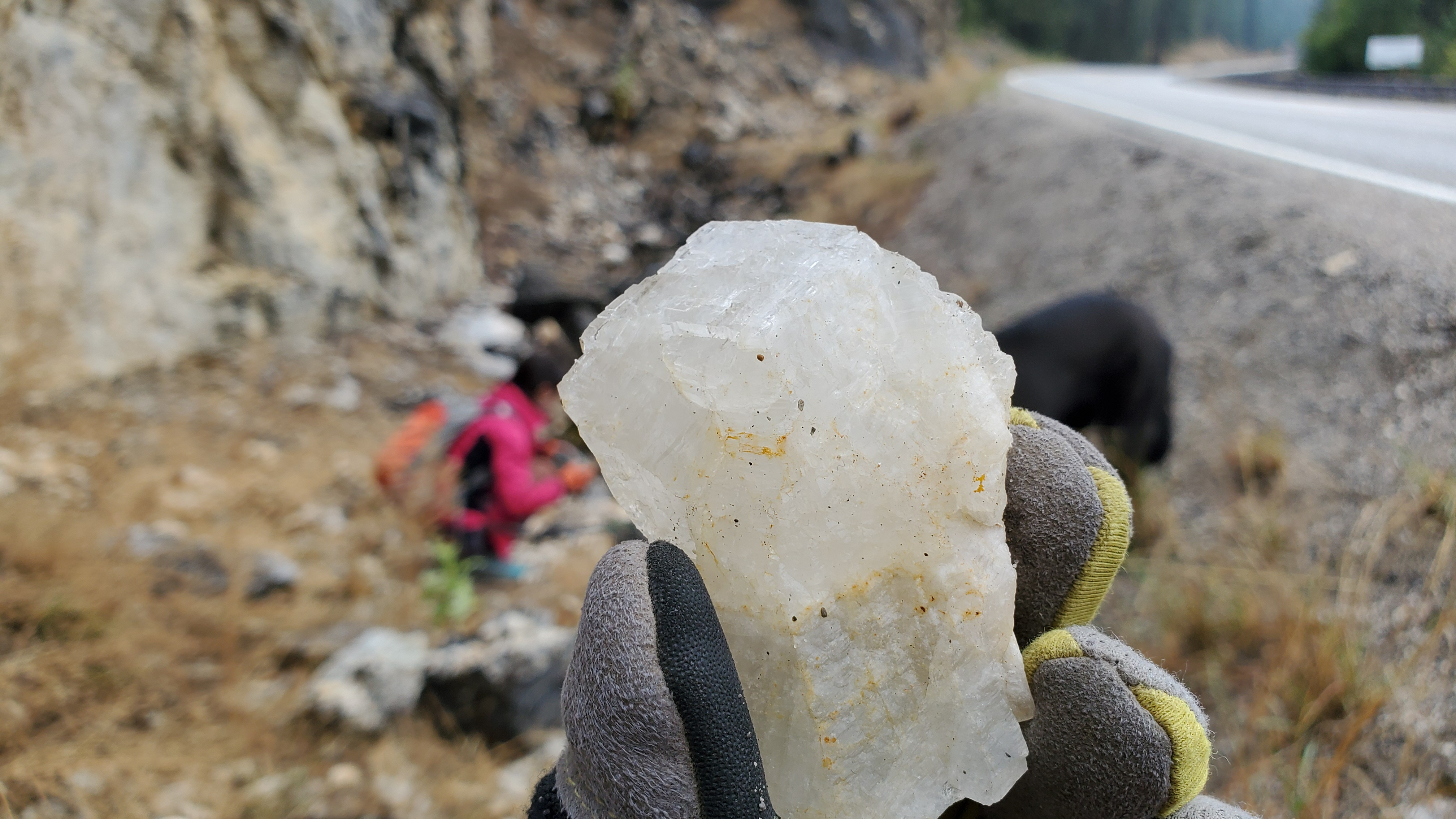 Roadside rock collecting safety, assessing terrain and vehicle proximity