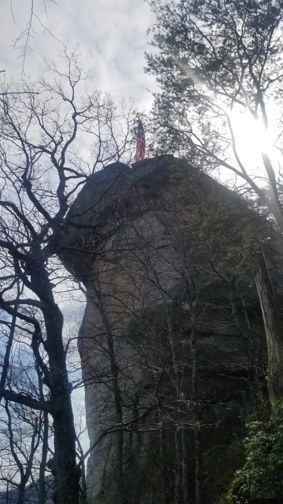 A family making their way up the stone steps, indicating the attraction's family-friendly nature