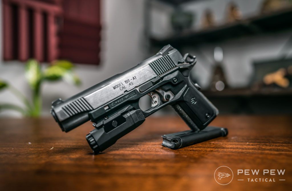 Springfield Loaded 1911 with Recover Tactical Grips and Inforce