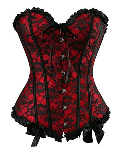 Red corset top and black cargo pants rock concert outfit showing a bustier top and baggy cargo jeans