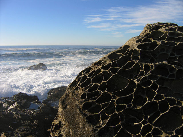 Rock eroded by salt expansion