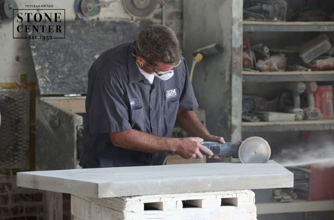 Angle Grinder Stone Cutting at Rockscapes.net