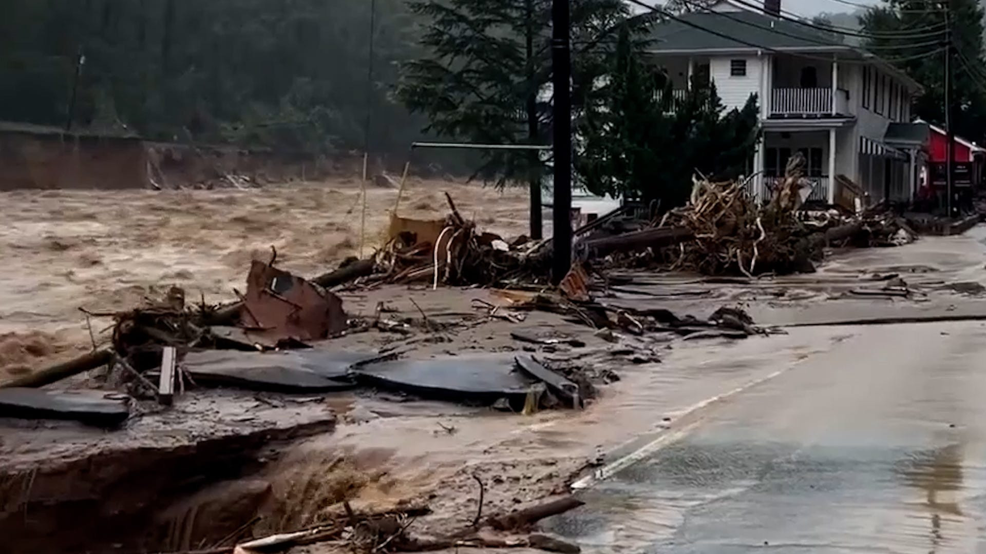 Chimney Rock flooding damage captured in North Carolina town