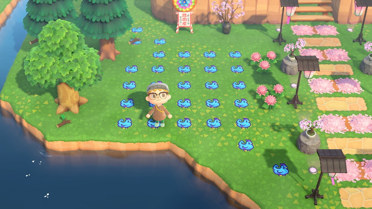 Animal Crossing island covered in patterns
