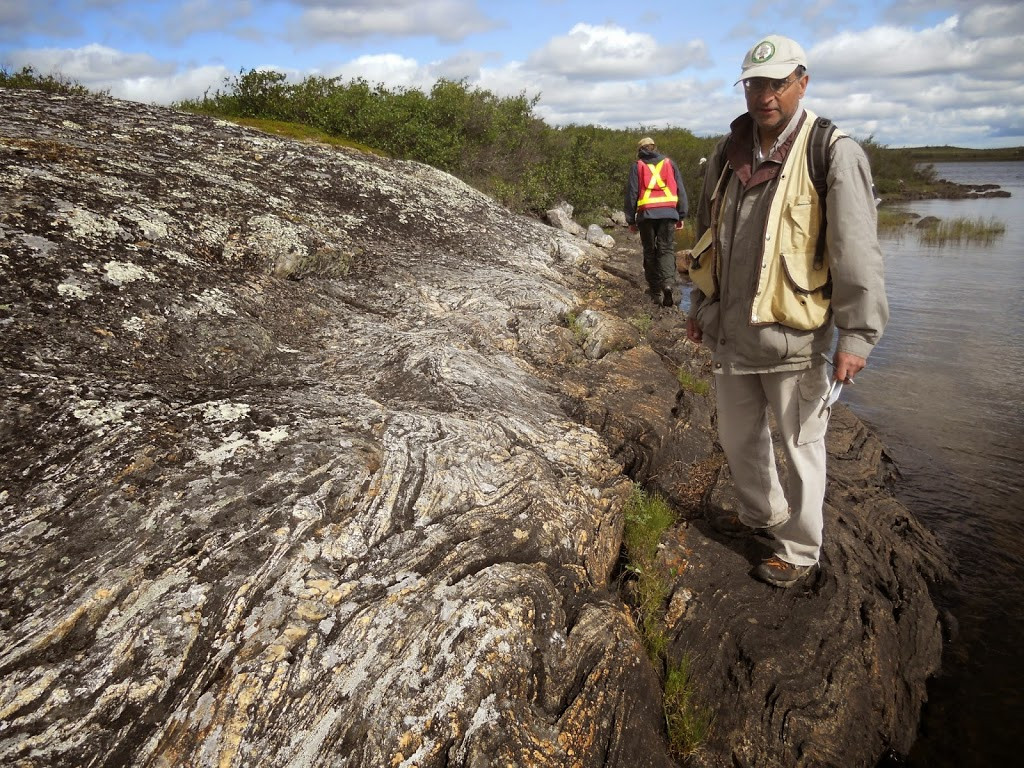 Exposure of the Acasta gneiss showing tight tectonic folds.