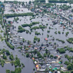 aerial view of flood