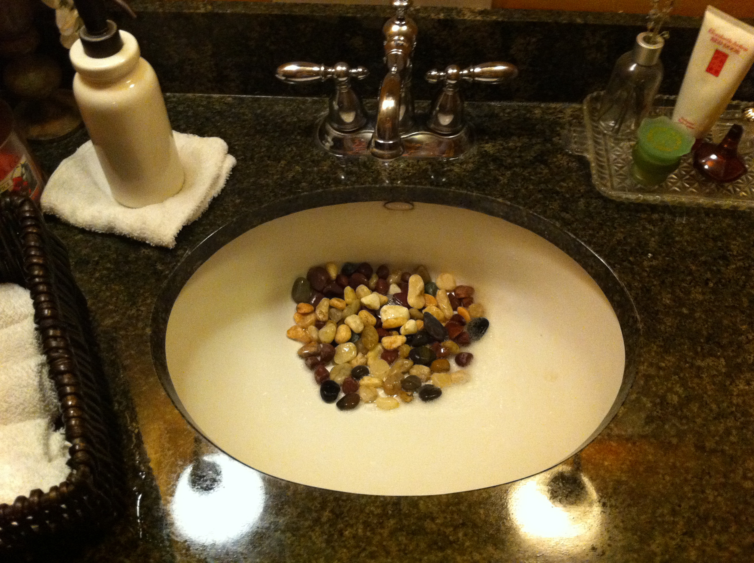 Bathroom Sink with Rocks