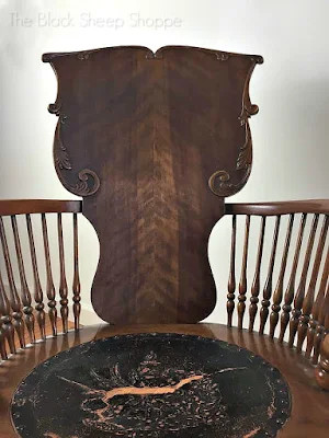 Seat back of antique rocking chair