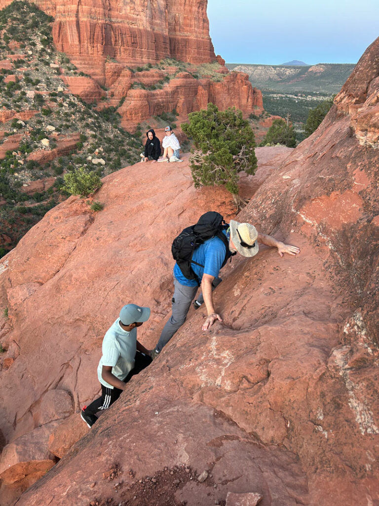 Climbing up Bell Rock in Sedona, Arizona