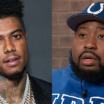 Chrisean Rock in a wedding dress, holding hands with Blueface at a wedding chapel during the filming of a music video, captured by Bree’s Cakes in Los Angeles.