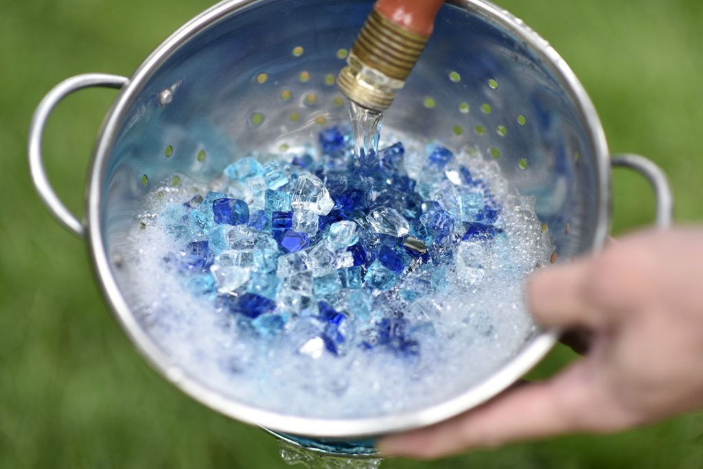 Cleaning fire glass with soap