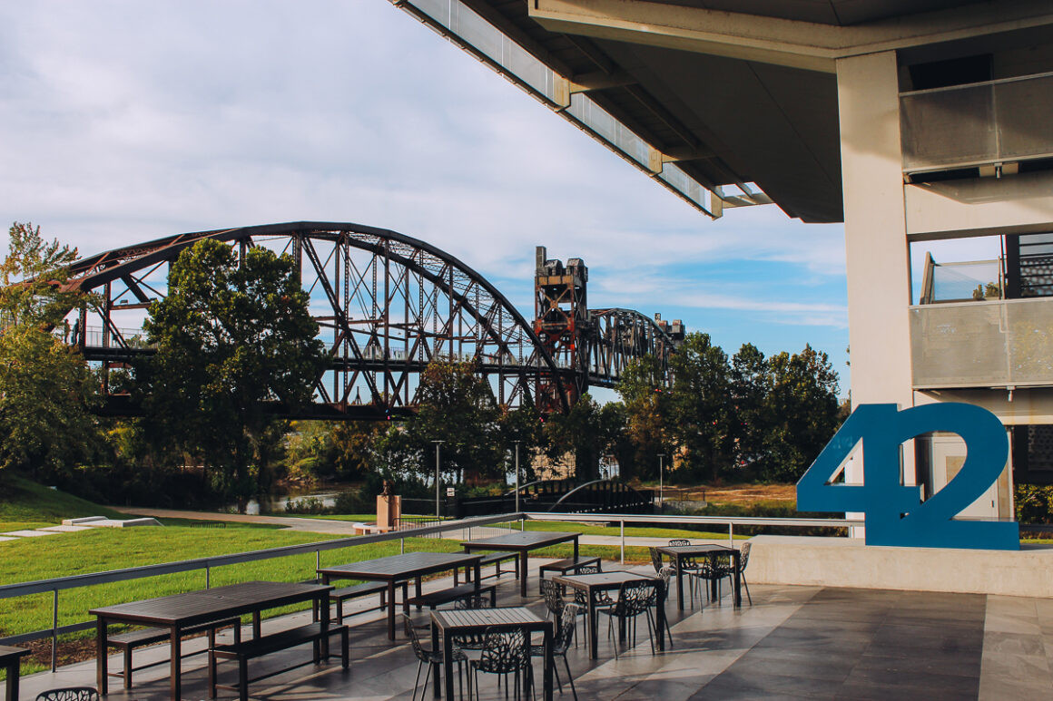View of the Clinton Presidential Park from the Clinton Library, offering a scenic backdrop