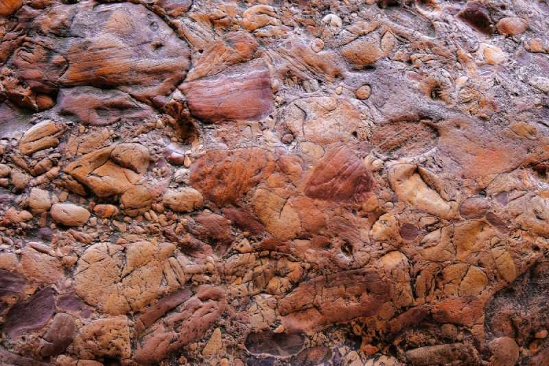 Conglomerate rocks found in different locations