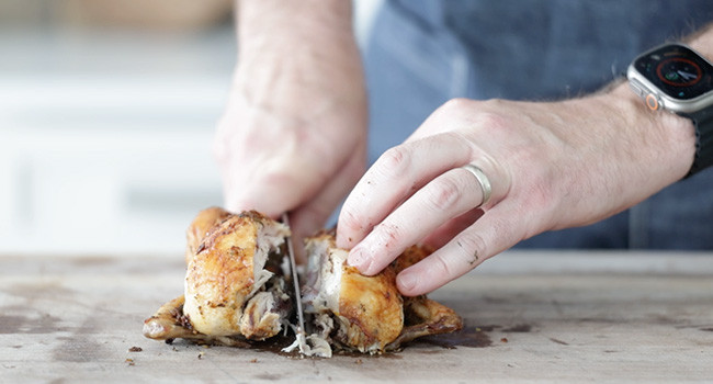 slicing cornish hens