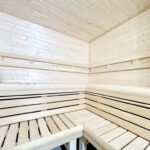 Custom Built Nordic Spruce Sauna with Bench Skirts