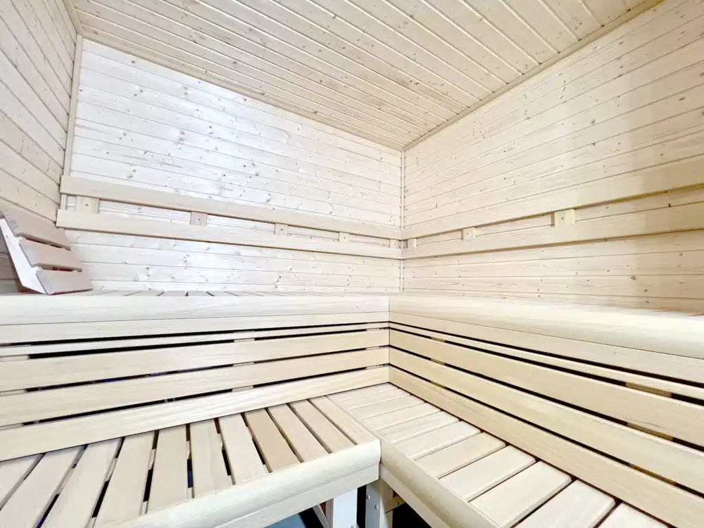 Custom Built Nordic Spruce Sauna with Bench Skirts