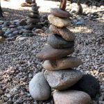 Balanced rock tower garden art