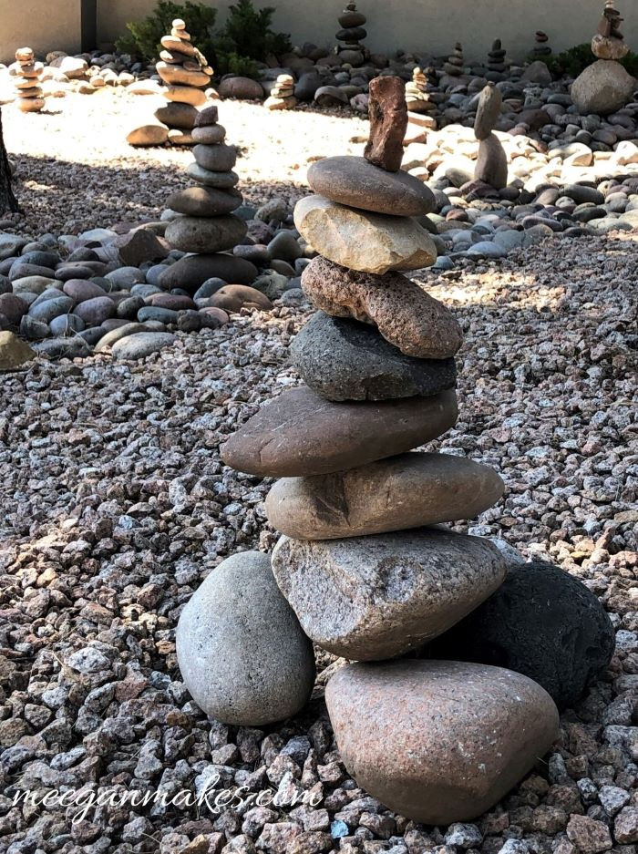 Balanced rock tower garden art
